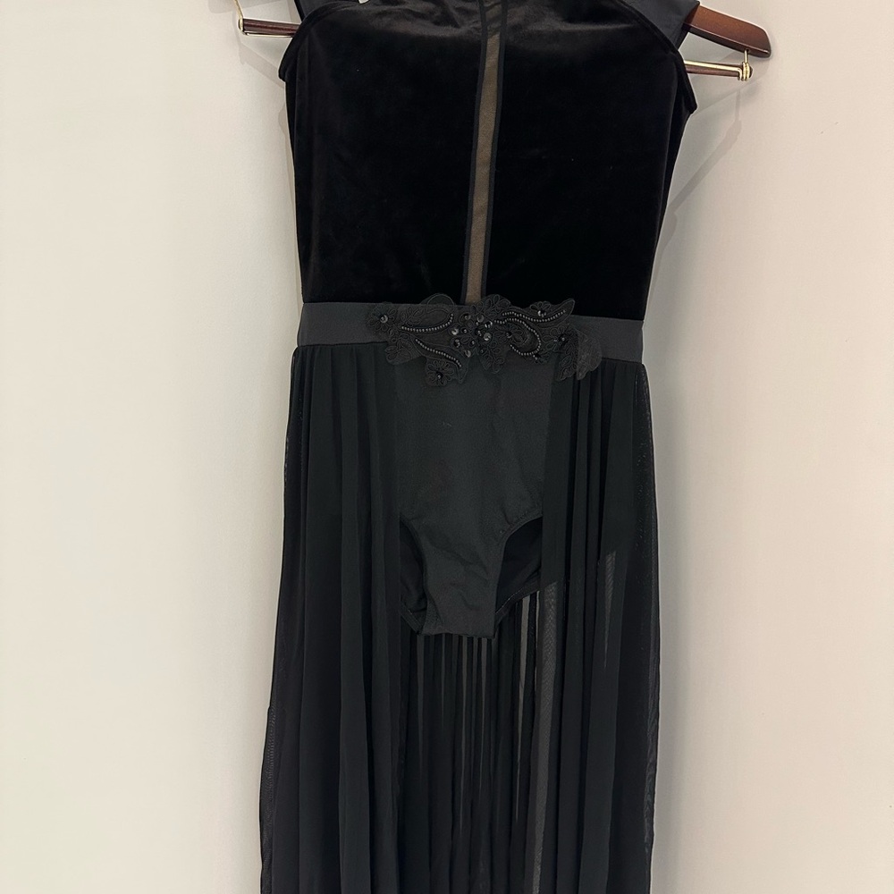Weissman Black Velvet Bodice Dress dance team